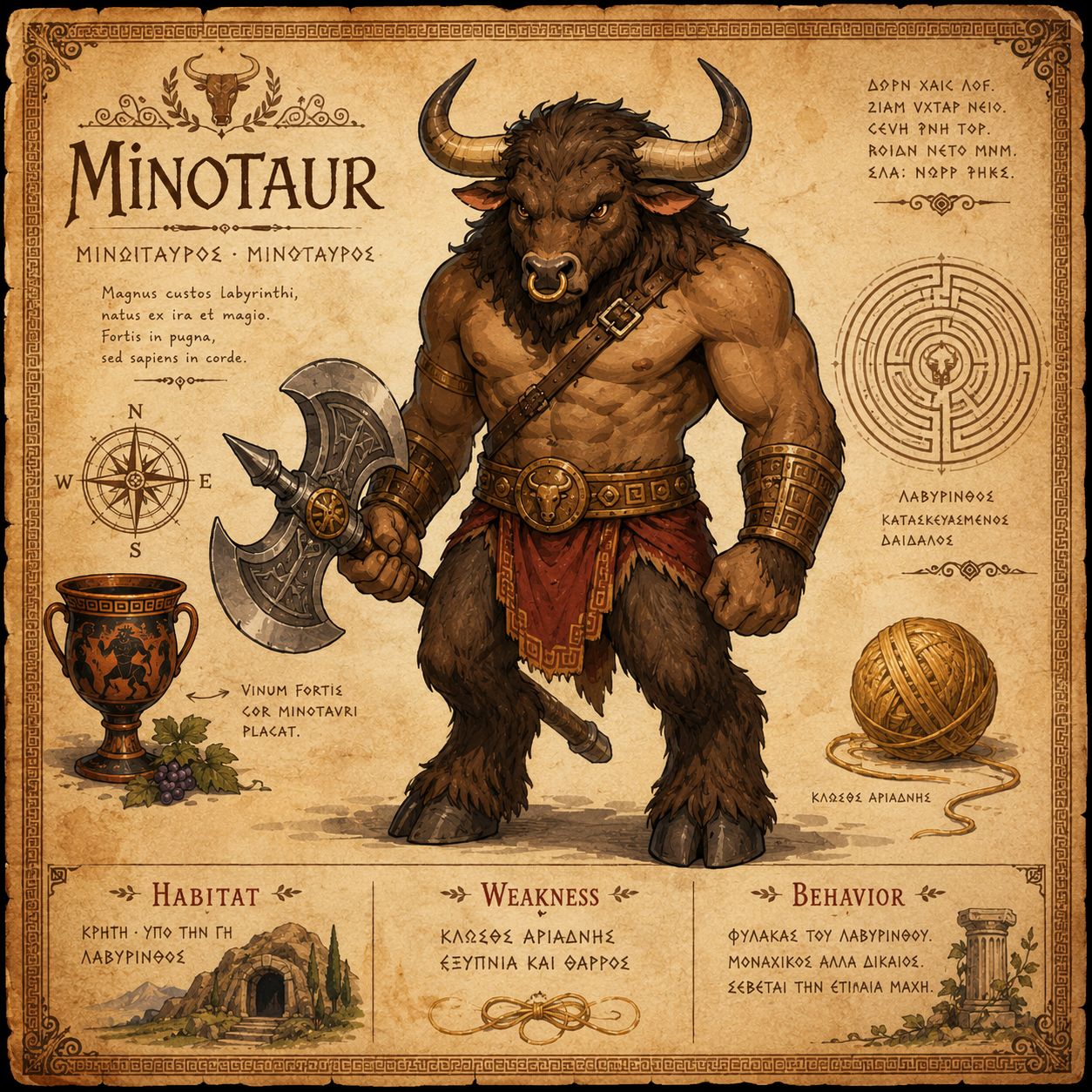 Minotaur bestiary encyclopedia page