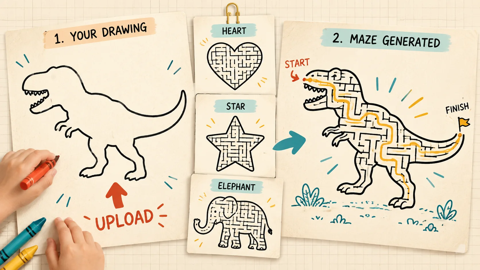 Maze Magic — upload any artwork, get a solvable custom-shape maze